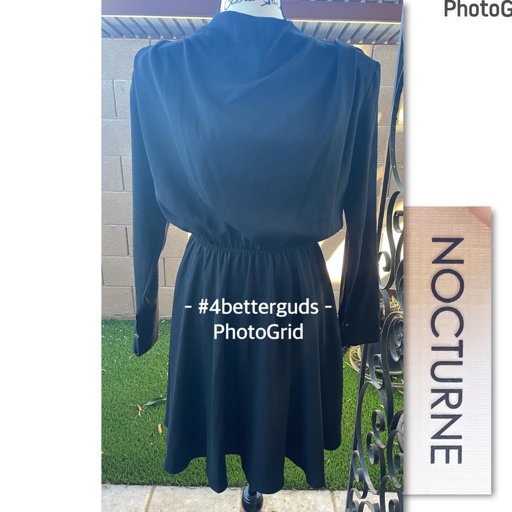 NEW Nocturne Elbise Siyah Drape Front High Neck Mini Dress EU 38 Medium 6 / 8
